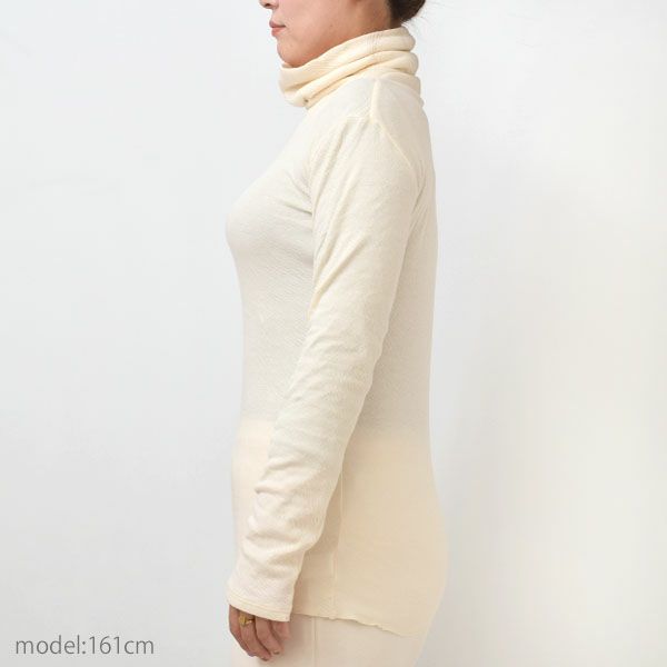 オーガニックコットン 薄手接結タートルネックカットソー（長袖）