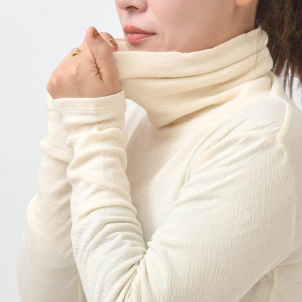 オーガニックコットン 薄手接結タートルネックカットソー（長袖）