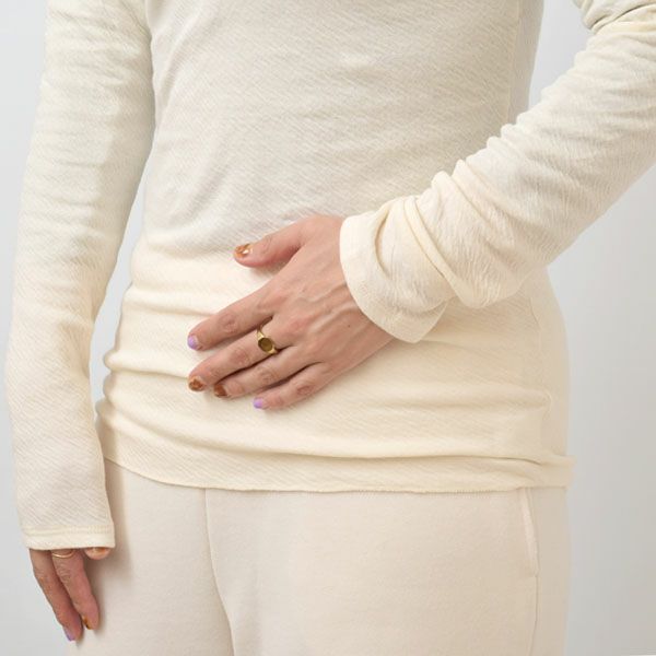 オーガニックコットン 薄手接結タートルネックカットソー（長袖）