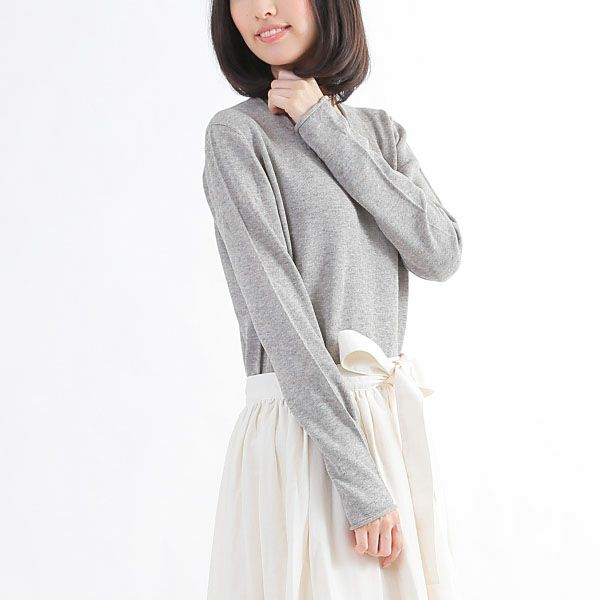 オーガニックコットン ＆ ヤクホールガーメントVネックセーター モクグレー M