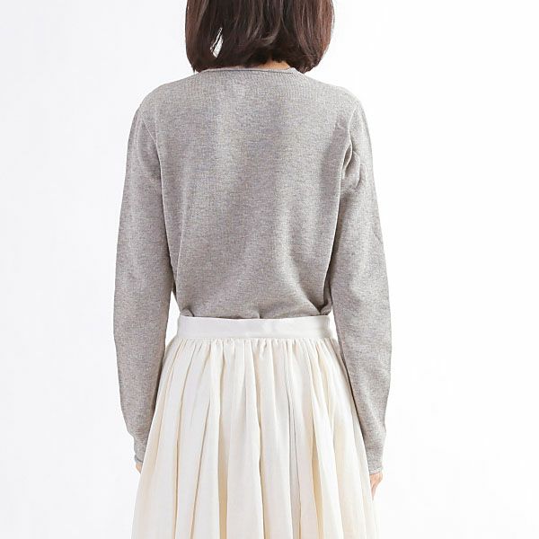 オーガニックコットン ＆ ヤクホールガーメントVネックセーター モクグレー M