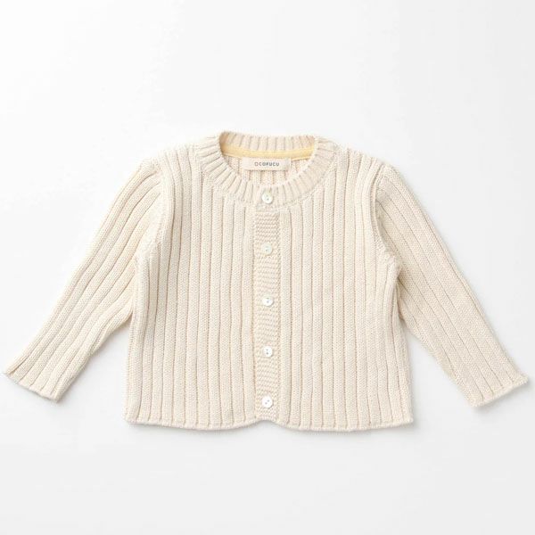 オーガニックコットン ベビーリブ編みカーディガン