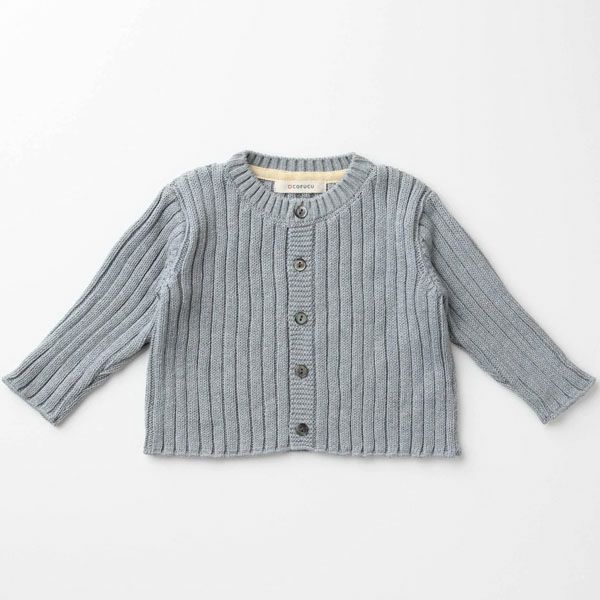 オーガニックコットン ベビーリブ編みカーディガン