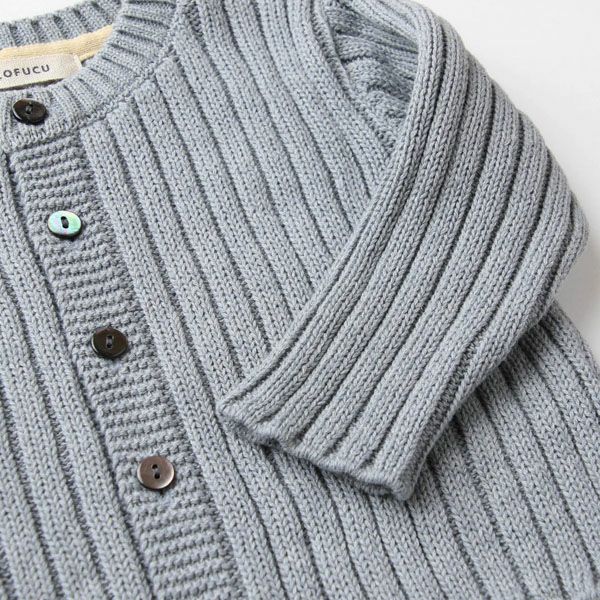 オーガニックコットン ベビーリブ編みカーディガン