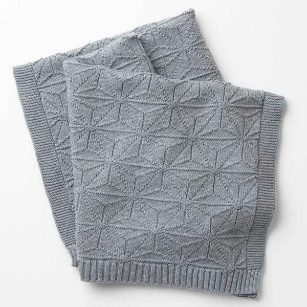 オーガニックコットン 洛陽染麻の葉柄ニットアフガン