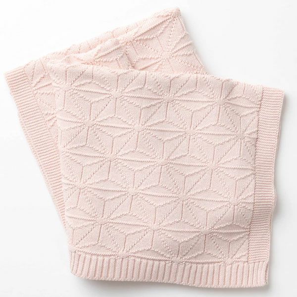 オーガニックコットン 洛陽染麻の葉柄ニットアフガン