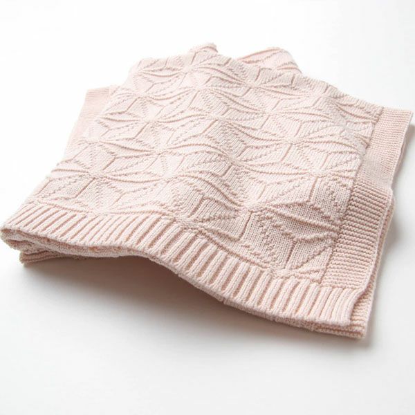 オーガニックコットン 洛陽染麻の葉柄ニットアフガン