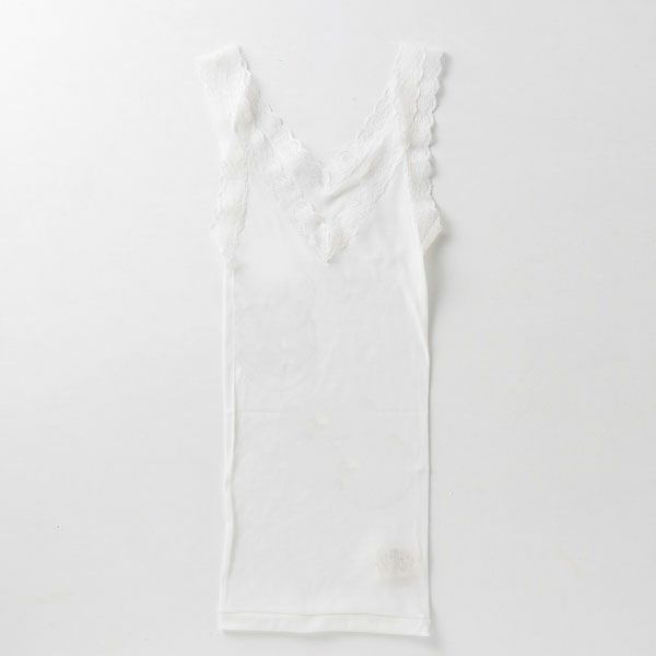 オーガニックコットン シルクレーステレコタンクトップ ホワイト M