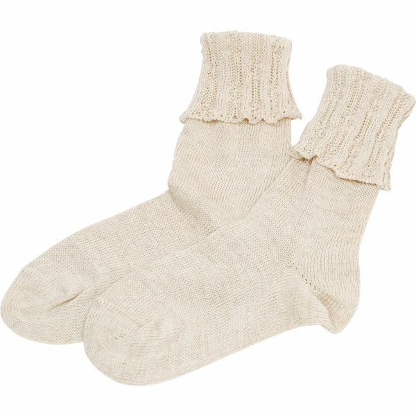 オーガニックコットン＆リネンソックス グレー×ナチュラル 22-24