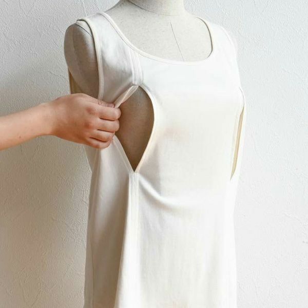 オーガニックコットン 授乳用インナー 穴あきキャミ