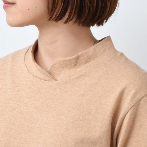 オーガニックコットン ゆったりハイネックプルオーバー（五分袖）