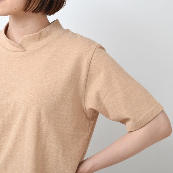 オーガニックコットン ゆったりハイネックプルオーバー（五分袖）