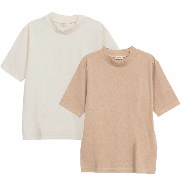 オーガニックコットン ゆったりハイネックプルオーバー（五分袖）