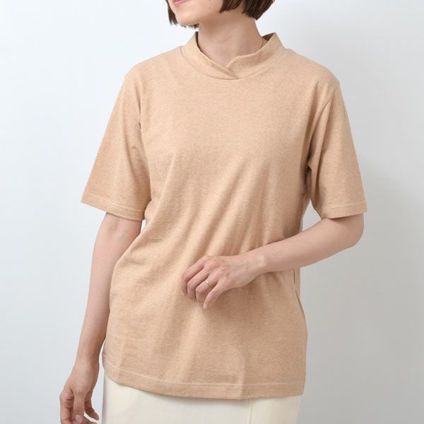 オーガニックコットン ゆったりハイネックプルオーバー（五分袖）