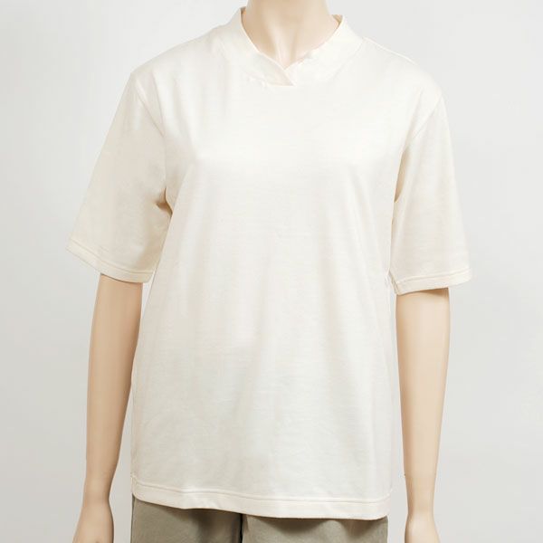 オーガニックコットン ゆったりハイネックプルオーバー（五分袖）