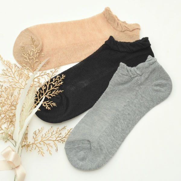 オーガニックコットン メッシュスニーカー丈ソックス