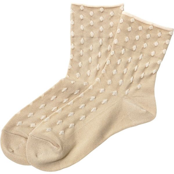 オーガニックコットン ゴムなしソックス 水玉(22-24cm)