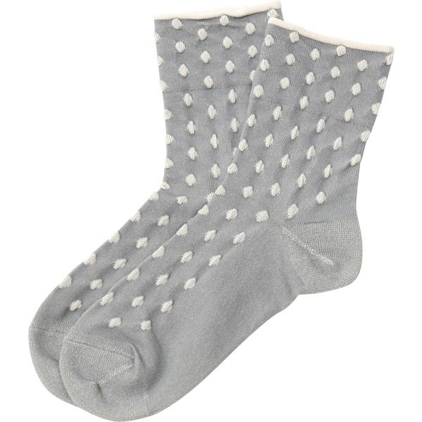 オーガニックコットン ゴムなしソックス 水玉(22-24cm)