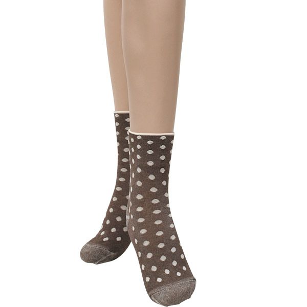 オーガニックコットン ゴムなしソックス 水玉(22-24cm)