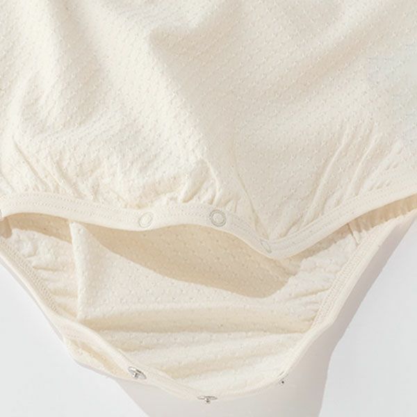 オーガニックコットン ベビー アイレット柄ボディースーツ（半袖） ナチュラル 70