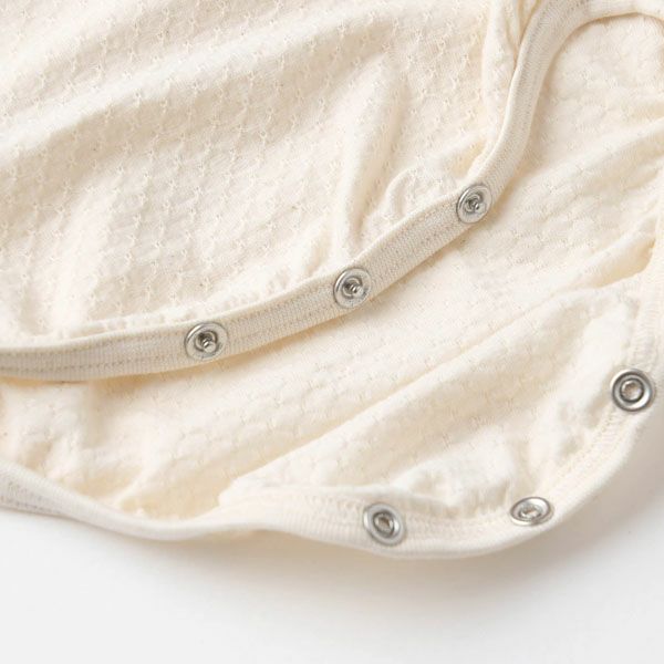 オーガニックコットン ベビー アイレット柄ボディースーツ（半袖） ナチュラル 70