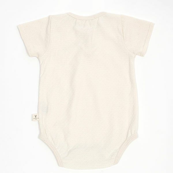 オーガニックコットン ベビー アイレット柄ボディースーツ（半袖） ナチュラル 70