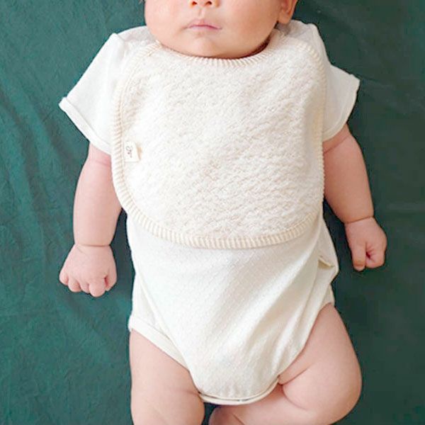 オーガニックコットン ベビー アイレット柄ボディースーツ（半袖） ナチュラル 70
