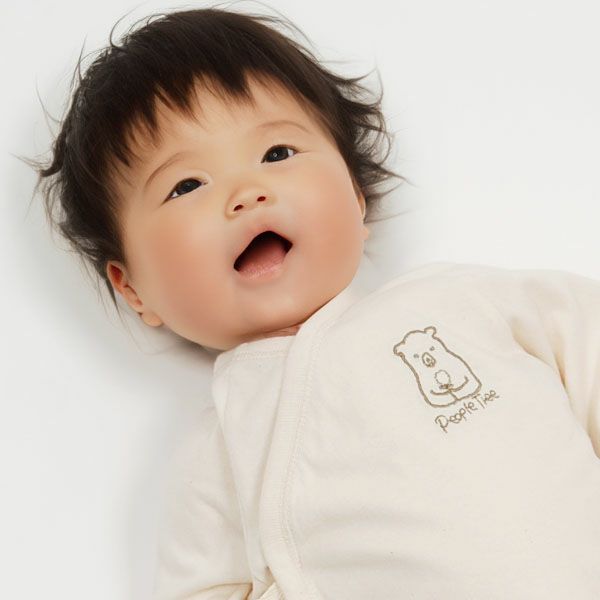 オーガニックコットン ベビー ラップスーツ（半袖） 生成り 60