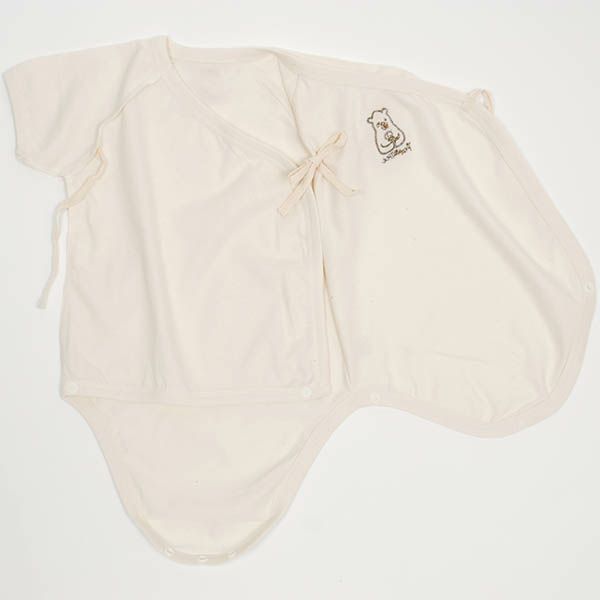 オーガニックコットン ベビー ラップスーツ（半袖） 生成り 60