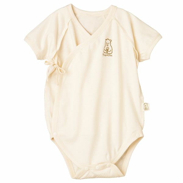 オーガニックコットン ベビー ラップスーツ（半袖） 生成り 60