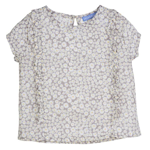 【SALE／50%OFF】オーガニックコットン キッズ フリル付きブラウス（半袖）