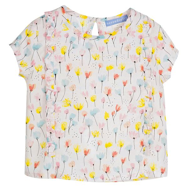 【SALE／50%OFF】オーガニックコットン キッズ フリル付きブラウス（半袖）