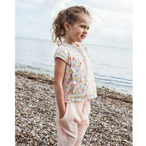 【SALE／50%OFF】オーガニックコットン キッズ フリル付きブラウス（半袖）