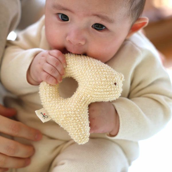 オーガニックコットン がらがら とりさん