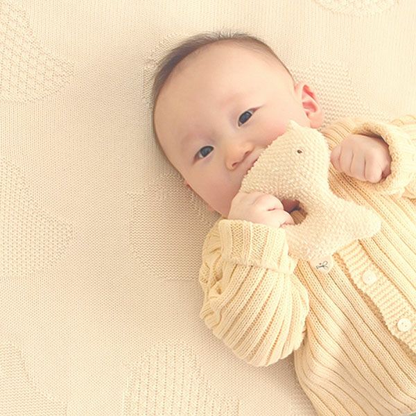 オーガニックコットン がらがら とりさん