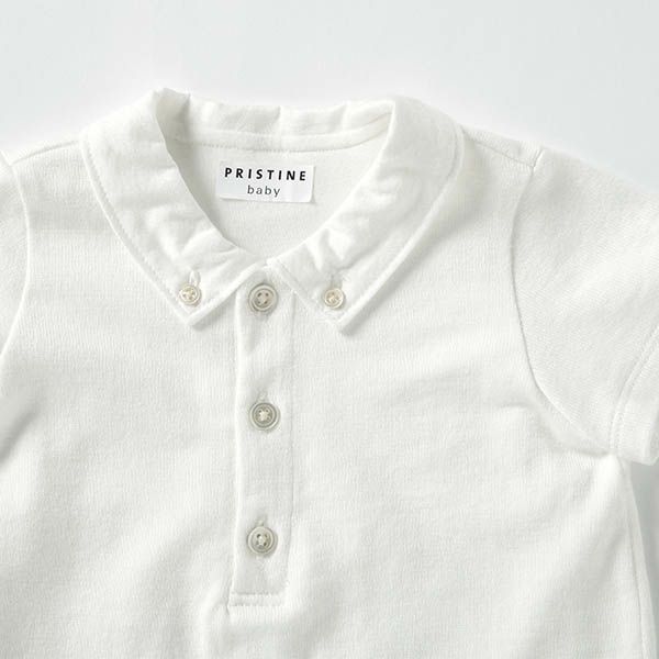 【SALE／50%OFF】オーガニックコットン＆ヤク ミラノ天竺 襟付き切替ショートオール(半袖)