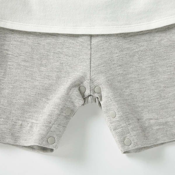 【SALE／50%OFF】オーガニックコットン＆ヤク ミラノ天竺 襟付き切替ショートオール(半袖)