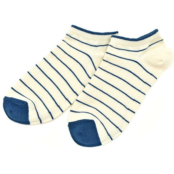 オーガニックコットン 藍 プレーンラインソックス スニーカー丈 22.5-24.5