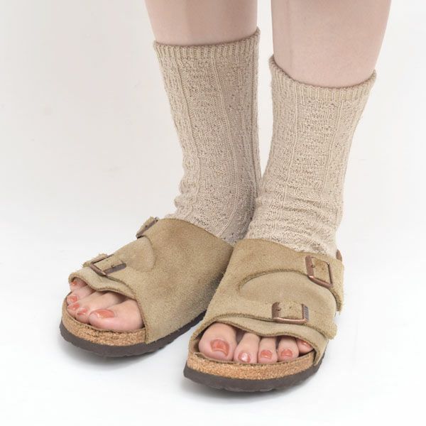 オーガニックコットン＆リネン サンダルソックス リネンナチュラル M