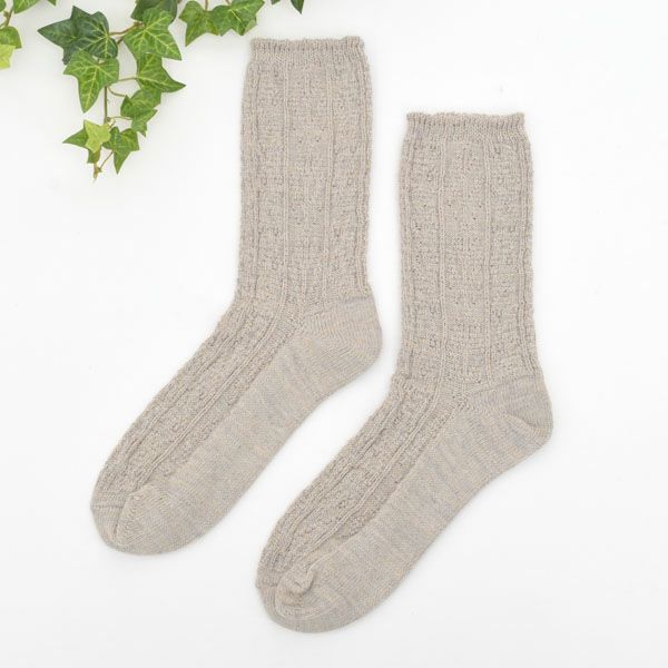 オーガニックコットン＆リネン リンクスソックス リネンナチュラル 22.5-24.5