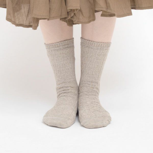 オーガニックコットン＆リネン リンクスソックス リネンナチュラル 22.5-24.5