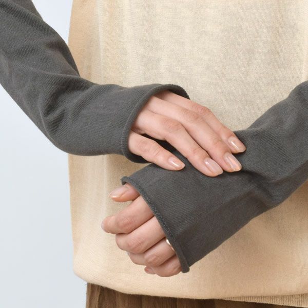 オーガニックコットン 五倍子 アームカバー ナチュラルブラック M
