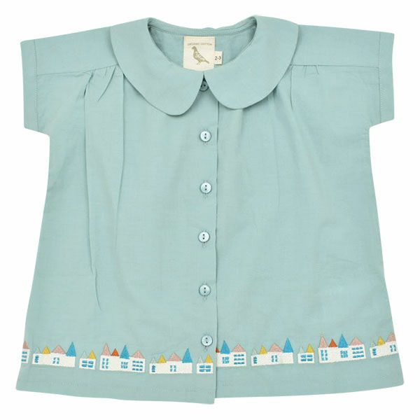 【SALE／50%OFF】オーガニックコットン キッズピーターパンカラーブラウス（半袖）