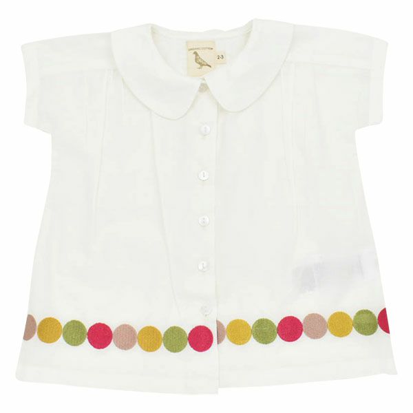 【SALE／50%OFF】オーガニックコットン キッズピーターパンカラーブラウス（半袖）