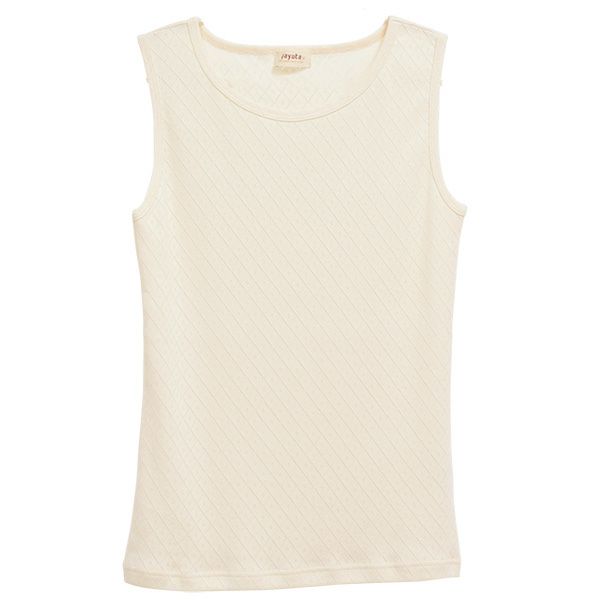 オーガニックコットン 透かしダイヤ柄ノースリーブシャツ