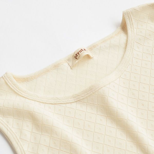 オーガニックコットン 透かしダイヤ柄ノースリーブシャツ