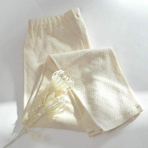 オーガニックコットン 透かしダイヤ柄レギンス(9分丈)