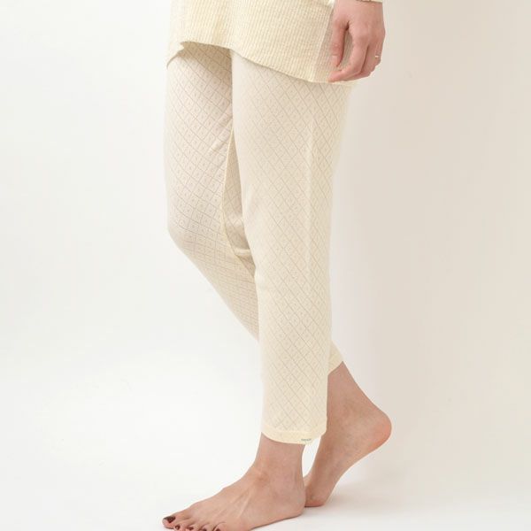 オーガニックコットン 透かしダイヤ柄レギンス(9分丈)