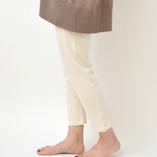 オーガニックコットン 透かしダイヤ柄レギンス(9分丈)