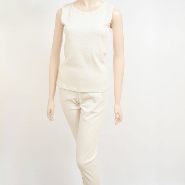 オーガニックコットン 透かしダイヤ柄レギンス(9分丈)